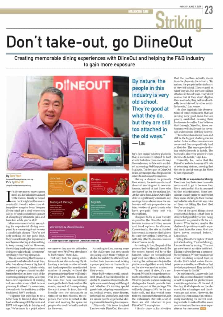 Malaysia SME: "Don't take-out, go DiineOut" 2