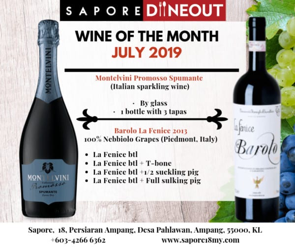 Italian Wine Of The Month at Sapore 1