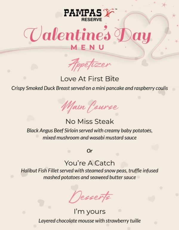 Pampas Reserve Steakhouse presents a Valentine's Day Set Dinner 4